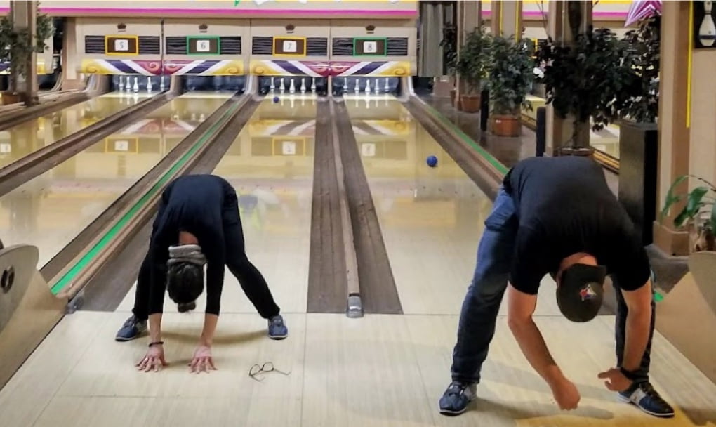 Blender employees on a fun night out bowling